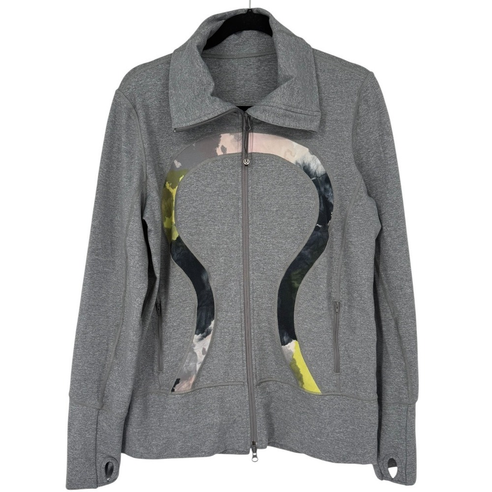 Lululemon Women's In Stride Jacket Full Zip Heathered Gray Size 12 Activewear